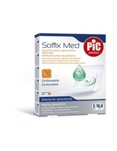 Cerotto pic soffix med in tnt con tampone centrale assorbente sterile monouso 10x8 cm antibatterico 5 pezzi