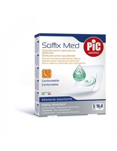 Cerotto pic soffix med in tnt con tampone centrale assorbente sterile monouso 10x8 cm antibatterico 5 pezzi