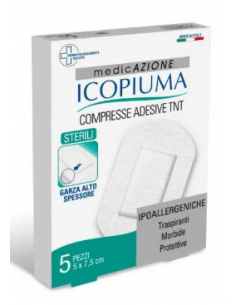 Compressa adesiva tessuto non tessuto 7,5 x 5 cm 5 pezzi