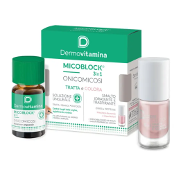 Dermovitamina micoblock tratta e colora 3 in 1 soluzione ungueale 7 ml + smalto idratante traspirante 5 ml