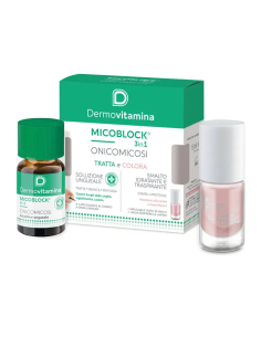 Dermovitamina micoblock tratta e colora 3 in 1 soluzione ungueale 7 ml + smalto idratante traspirante 5 ml