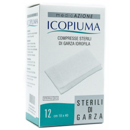 Garza compressa idrofila icopiuma 18x40cm 12 pezzi