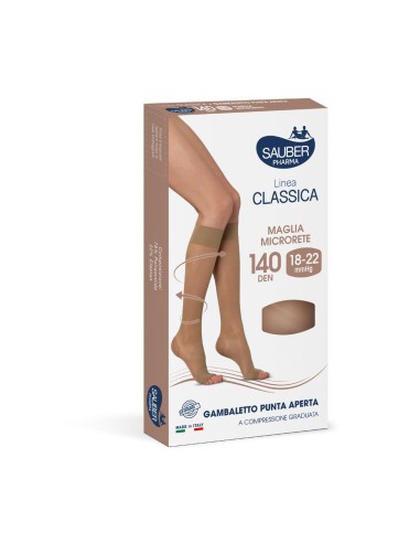 Sauber gambaletto open toe maglia microrete 140 den colore nero taglia 4 linea classica