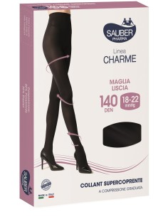 Sauber Linea Charme 18-22mmHg collant supercoprente maglia liscia 140 denari colore nero taglia 3