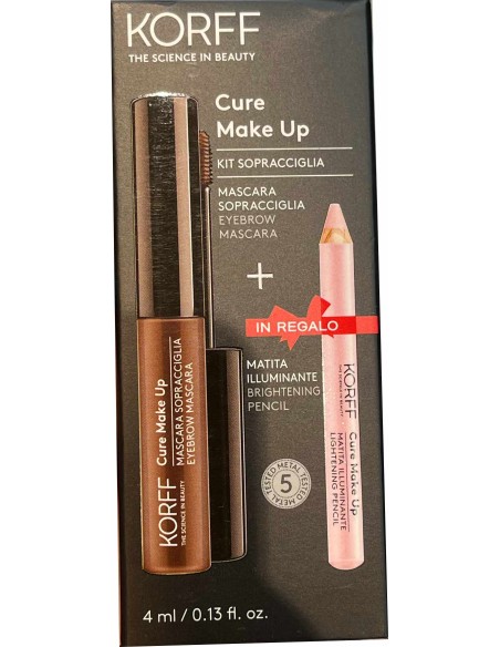 Korff cure make up kit sopracciglia con mascara sopracciglia 02 + matita illuminante 02