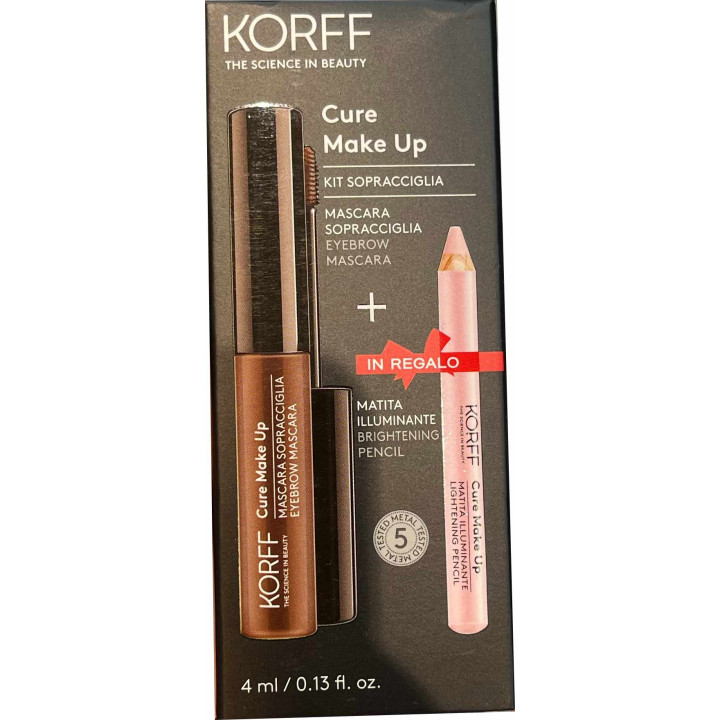 Korff cure make up kit sopracciglia con mascara sopracciglia 02 + matita illuminante 02