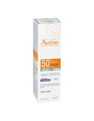 Eau thermale avene solare fluido anti-imperfezioni spf 50 40 ml