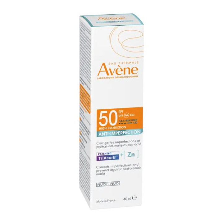 Eau thermale avene solare fluido anti-imperfezioni spf 50 40 ml