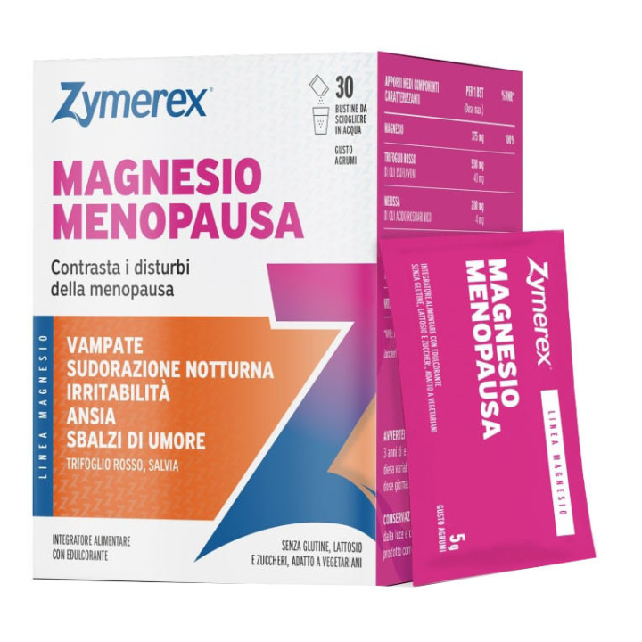 Zymerex Magnesio Menopausa Integratore Disturbi della Menopausa Gusto Agrumi 30 Bustine