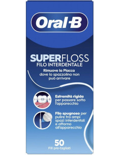 Oral-b superfloss filo interdentale 50 fili pre-tagliati