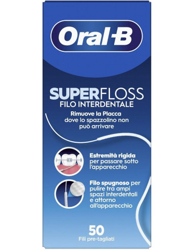 Oral-b superfloss filo interdentale 50 fili pre-tagliati