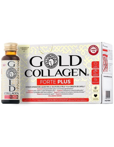 Gold collagen forte plus integratore liquido per pelle unghie e capelli 10 flaconcini da 50ml