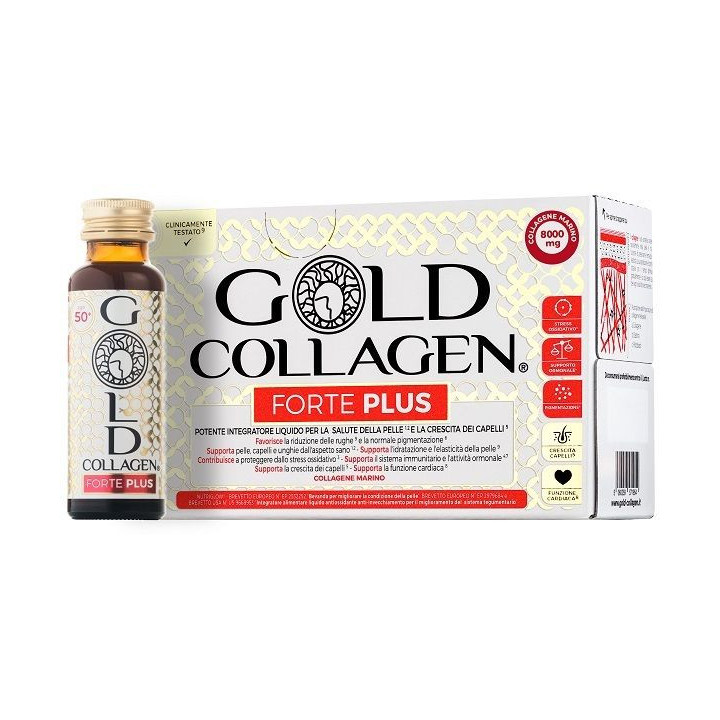 Gold collagen forte plus integratore liquido per pelle unghie e capelli 10 flaconcini da 50ml
