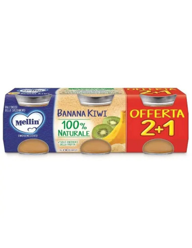 Mellin Omogeneizzato Banana/Kiwi 3x100g 4Mesi+