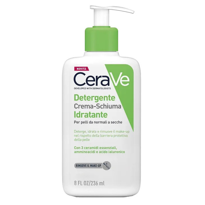 CeraVe Detergente Crema Schiuma Idratante Pelli Normali-Secche 236ml