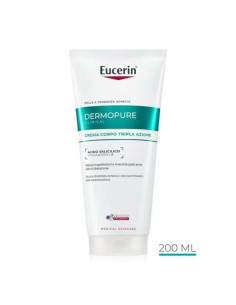 Eucerin Dermopure Clinical - Crema Corpo Tripla Azione per Pelle Grassa a Tendenza Acneica Sensibile, 200ml