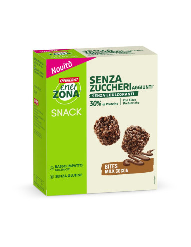 Enerzona bites milk cocoa snack proteico senza glutine