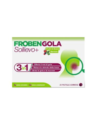 Froben gola Sollievo+ sollievo rapido mal di gola 20 pastiglie gommose
