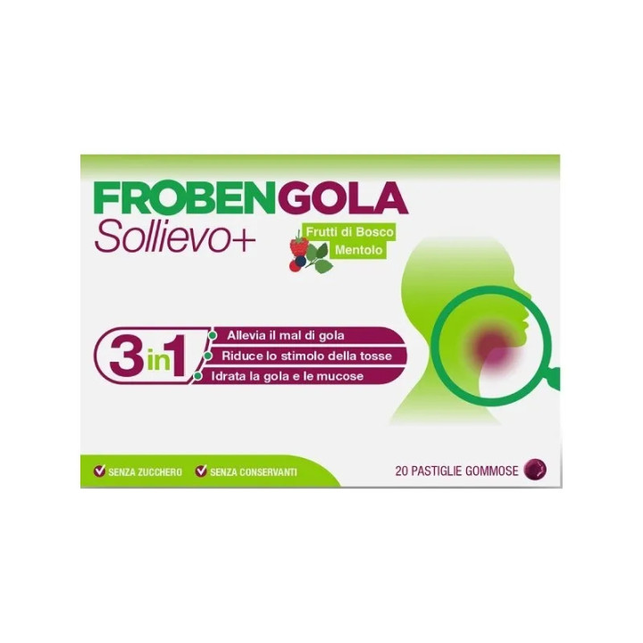 Froben gola Sollievo+ sollievo rapido mal di gola 20 pastiglie gommose