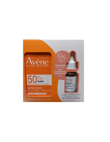 AVENE Eau Thermale Solare Ultra Fluid SPF 50+ + Hyaluronic Active B3 Siero 10 ml