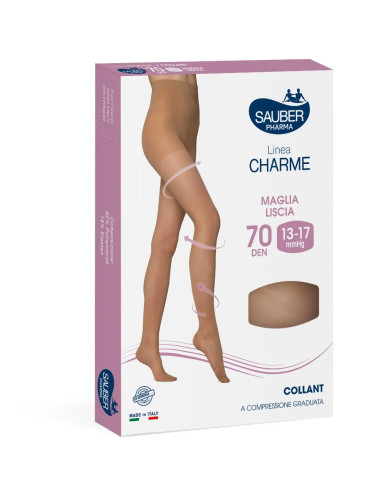 Sauber Linea Classica Collant 70 Denari Maglia Liscia Cammello Taglia 3